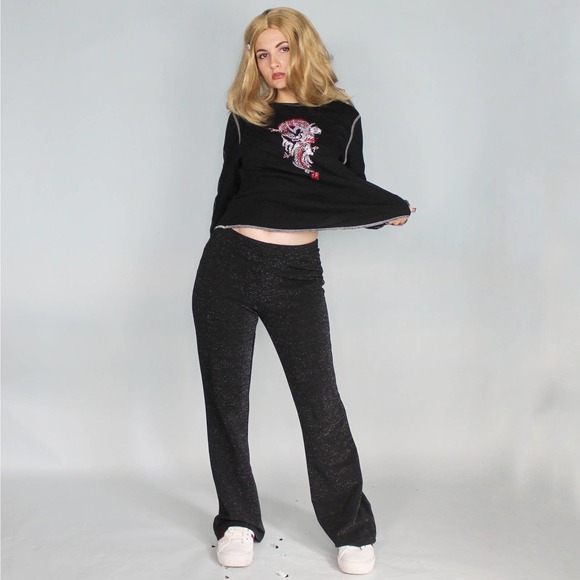 Vintage Y2k Glitter Flare Pants - Picture 4 of 7